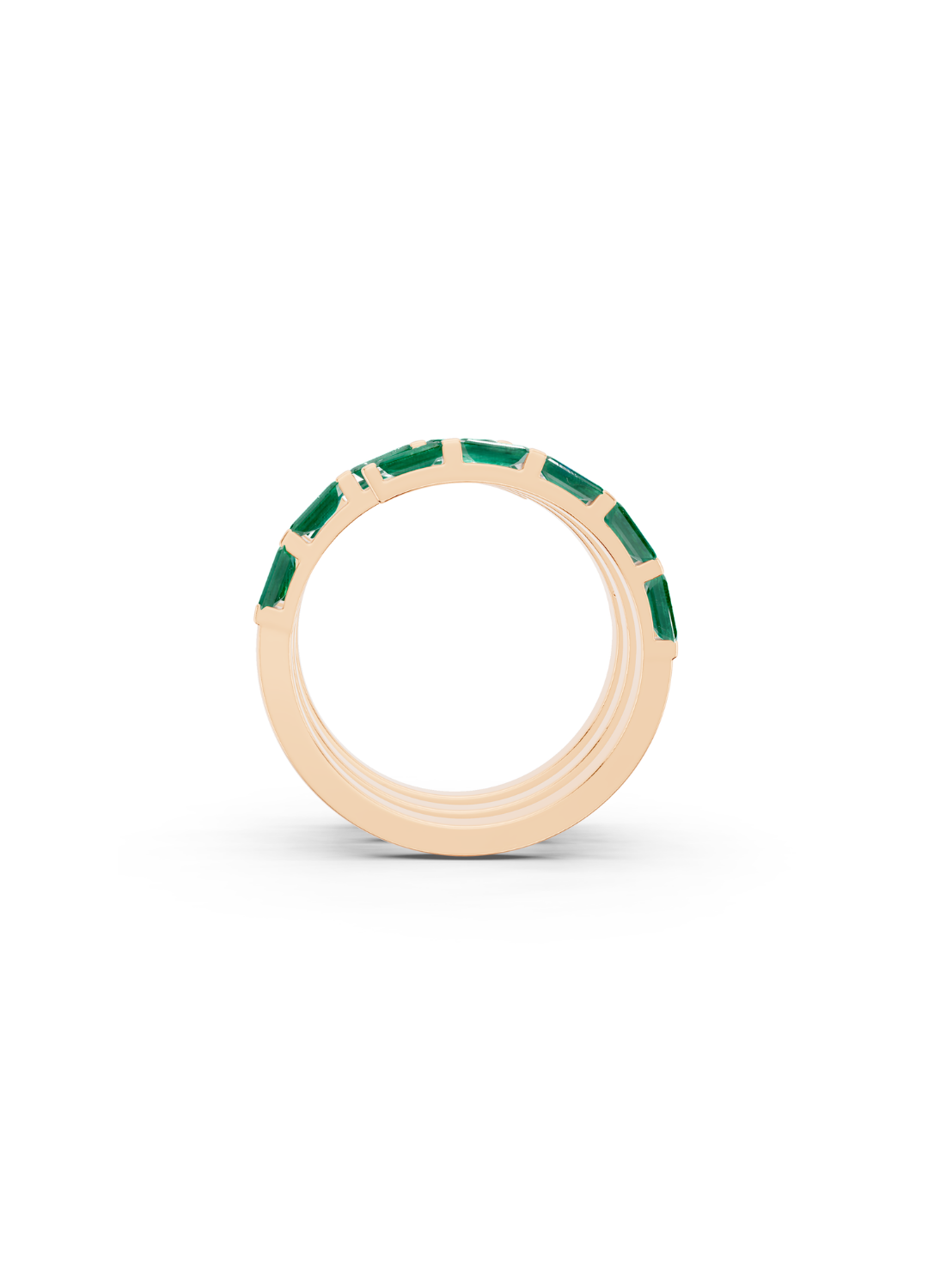 Emerald and Diamond Spiral Band Ring