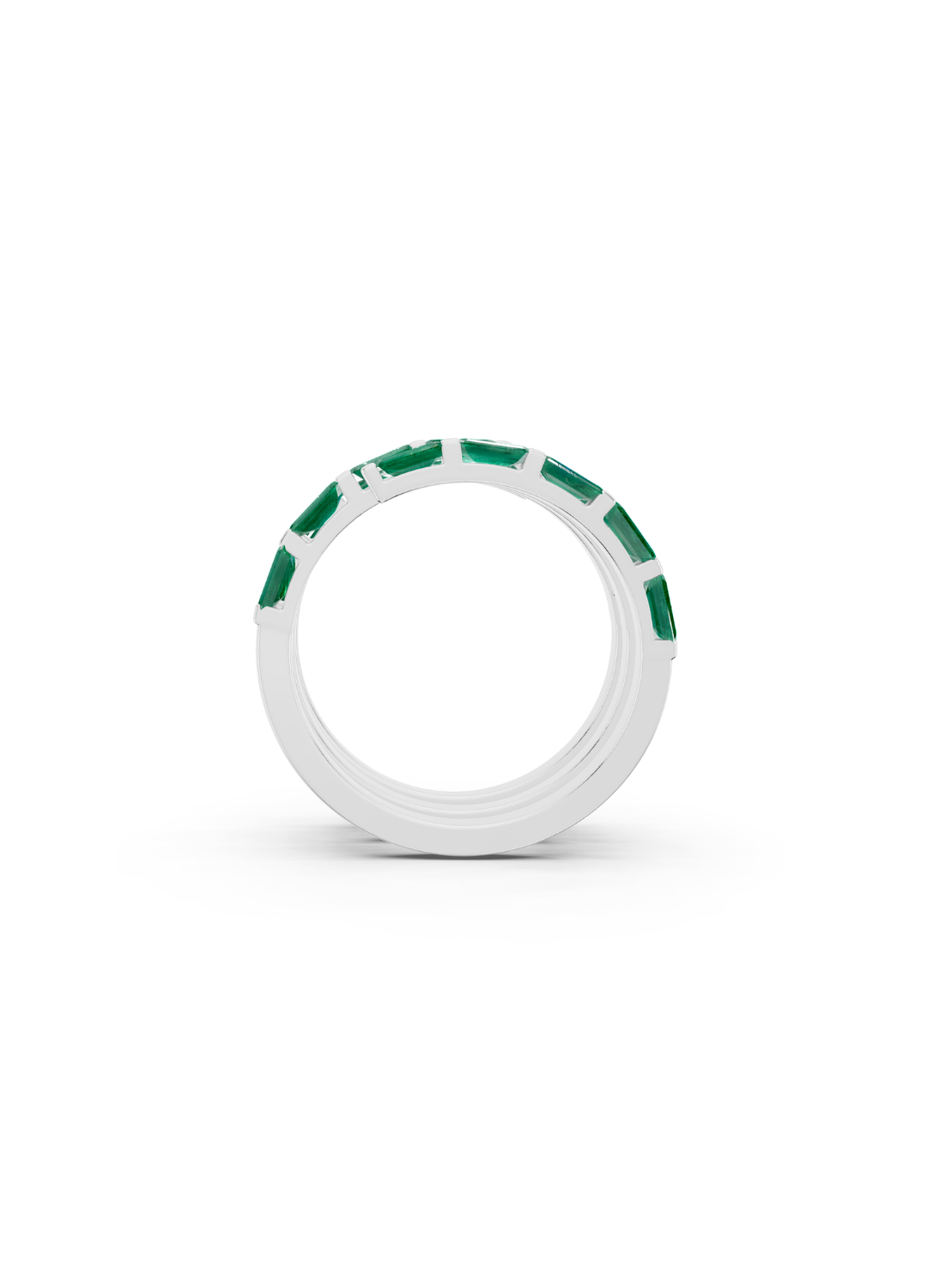 Emerald and Diamond Spiral Band Ring