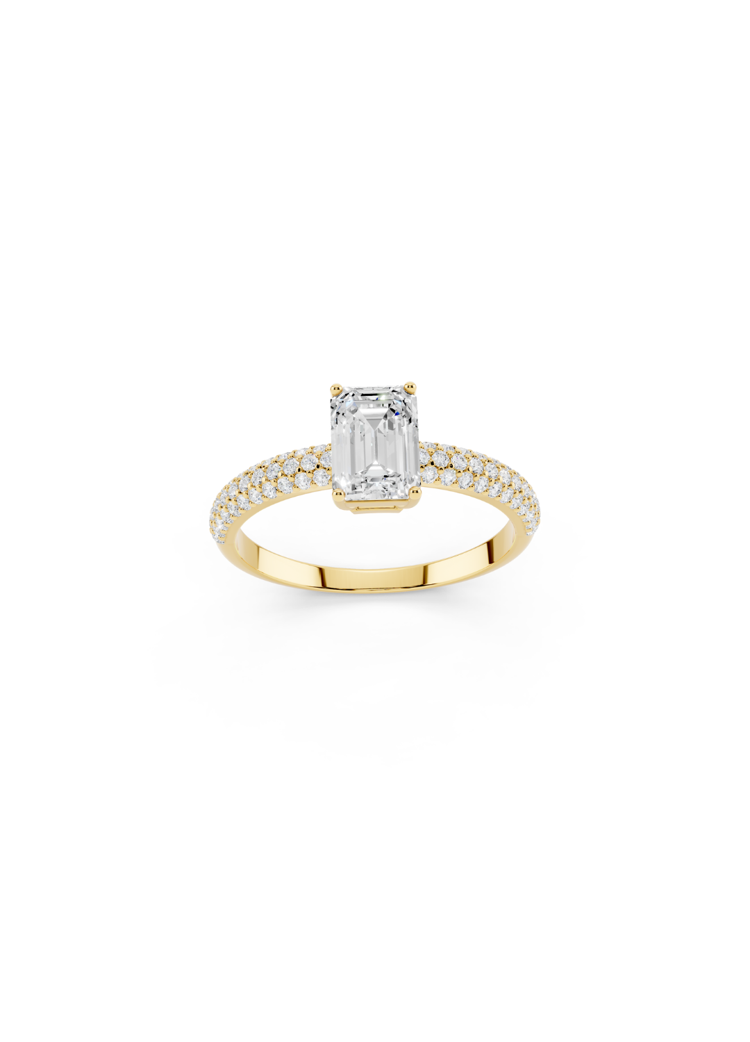 Emerald-Cut Diamond Pave Band Ring
