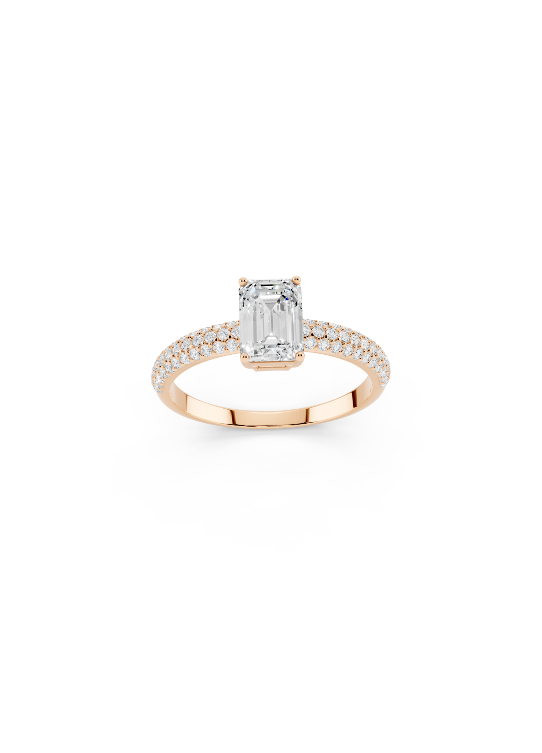 Emerald-Cut Diamond Pave Band Ring