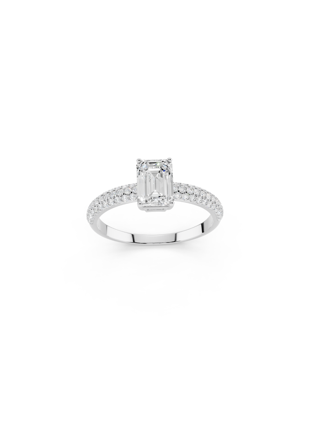 Emerald-Cut Diamond Pave Band Ring