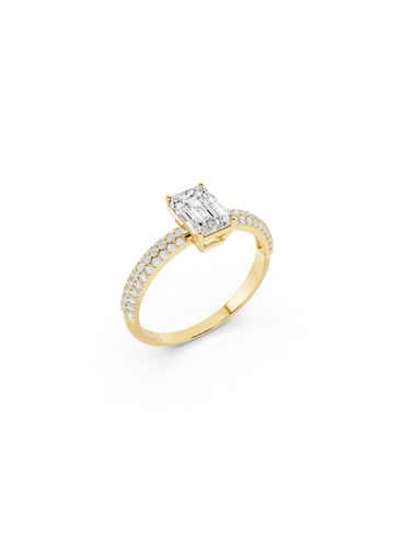 Emerald-Cut Diamond Pave Band Ring