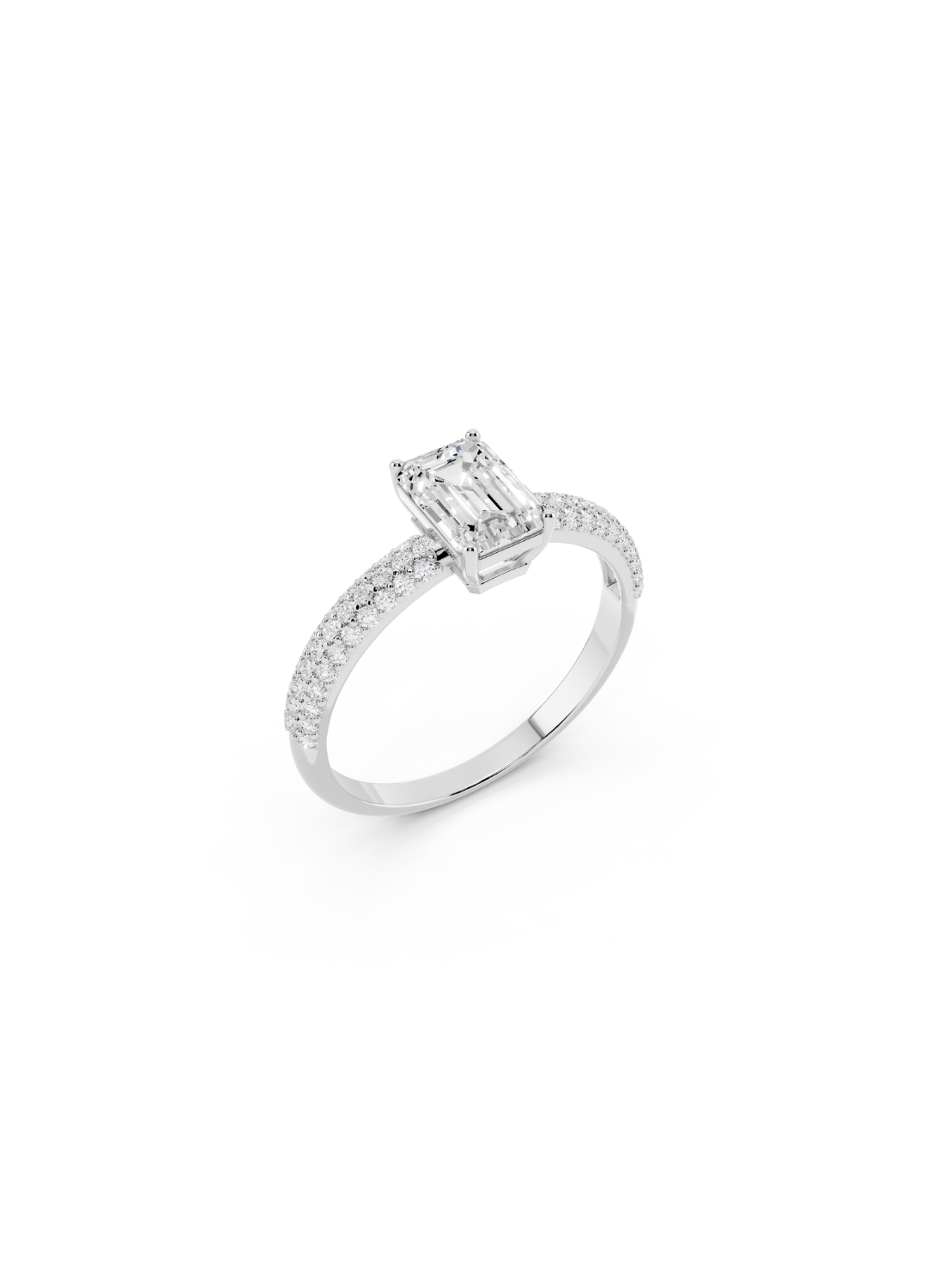 Emerald-Cut Diamond Pave Band Ring