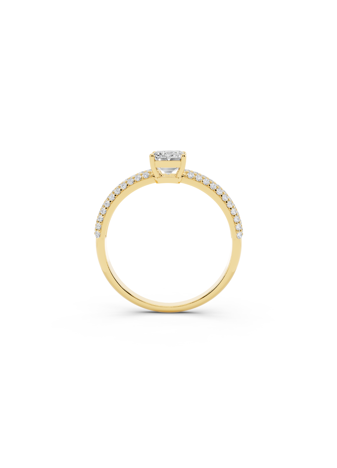 Emerald-Cut Diamond Pave Band Ring