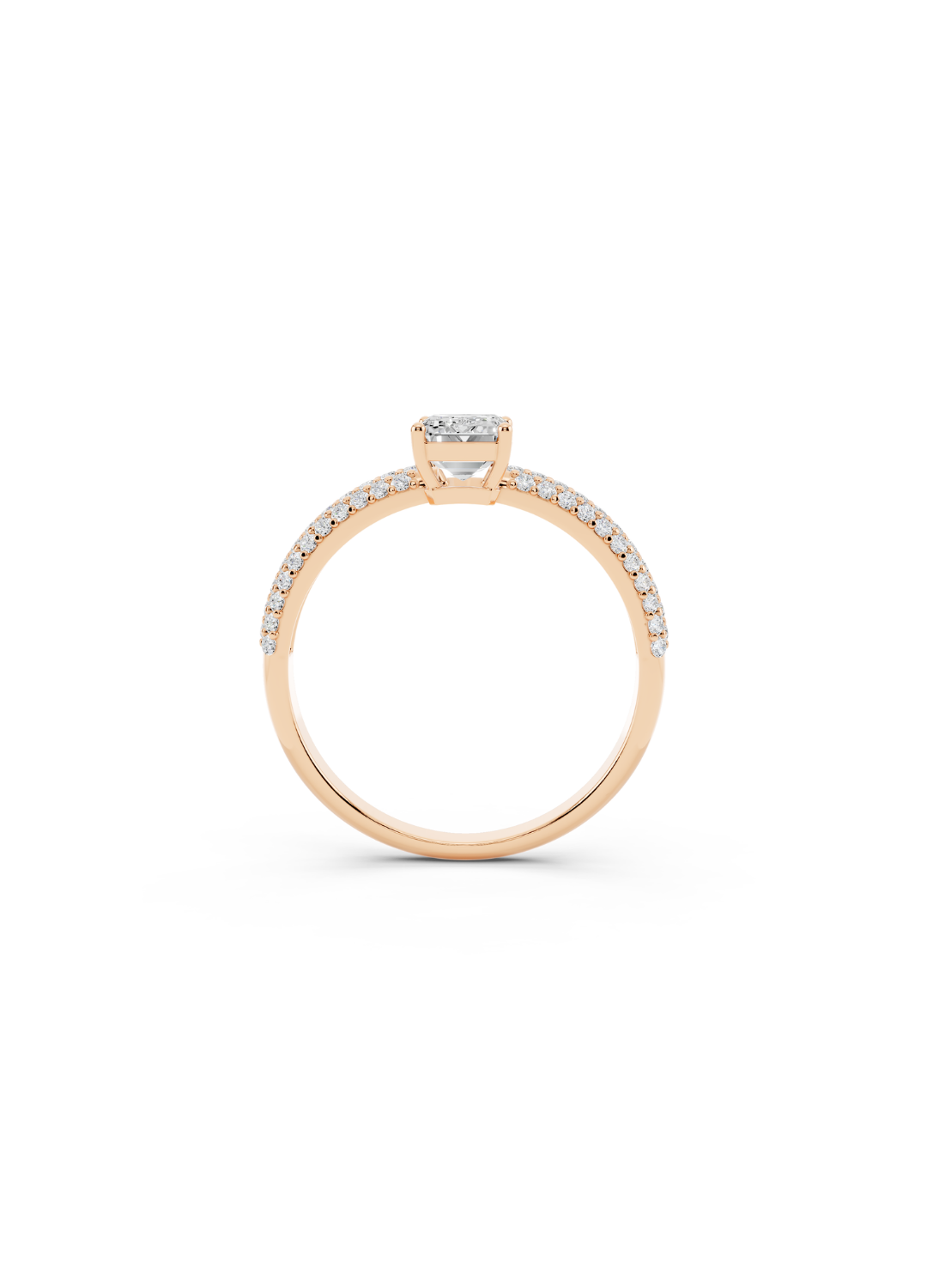 Emerald-Cut Diamond Pave Band Ring