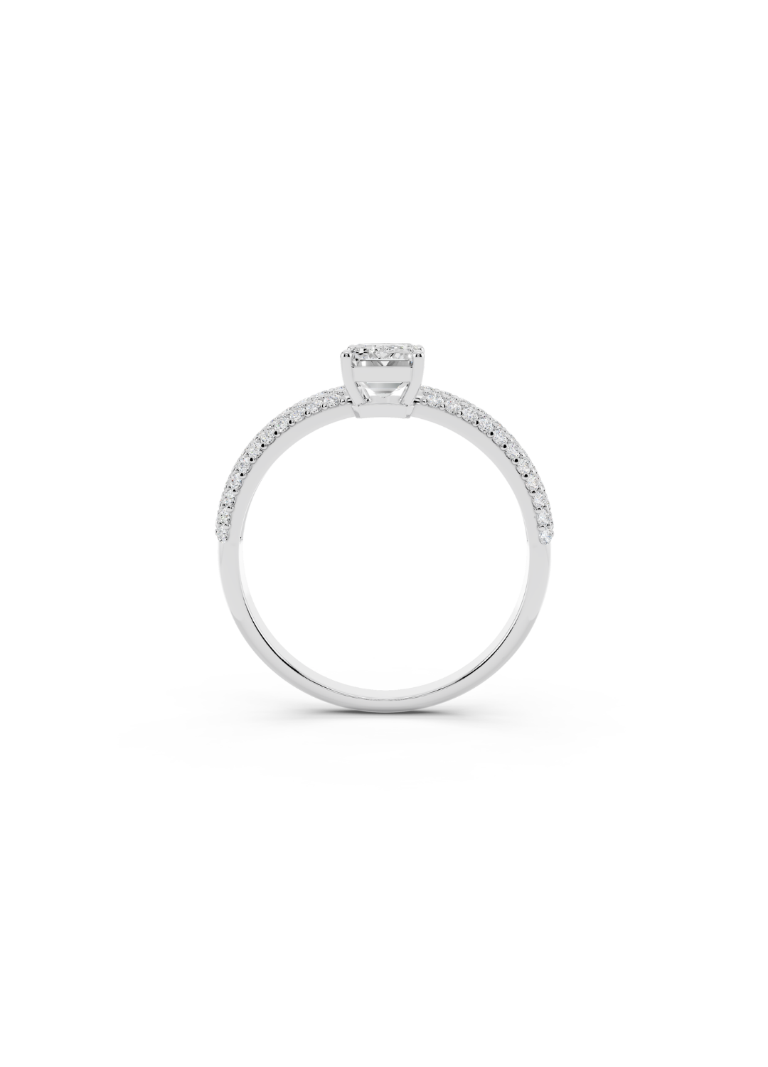 Emerald-Cut Diamond Pave Band Ring