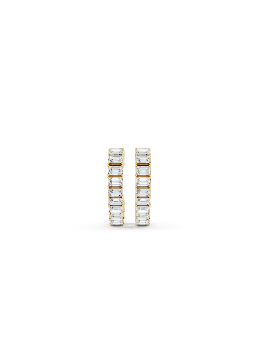 Baguette Diamond Double Heart-Shaped Hoop Earrings