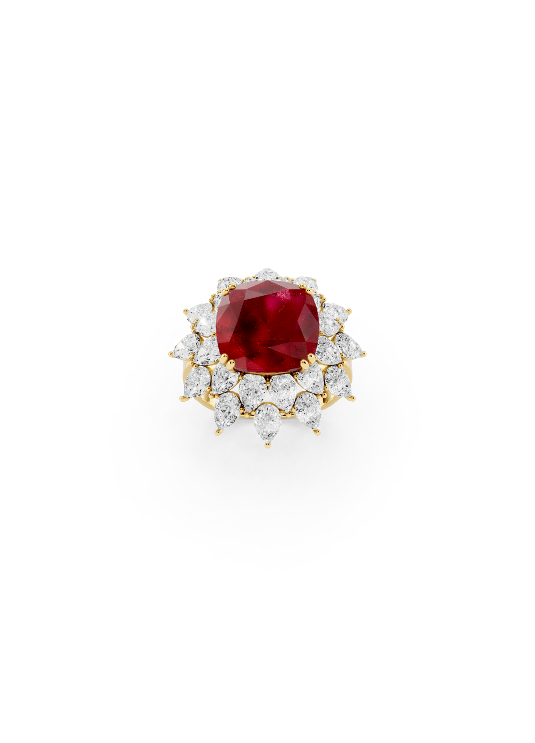Cushion Ruby Cluster Ring