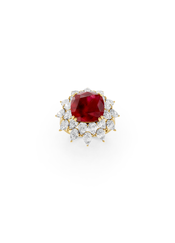 Cushion Ruby Cluster Ring