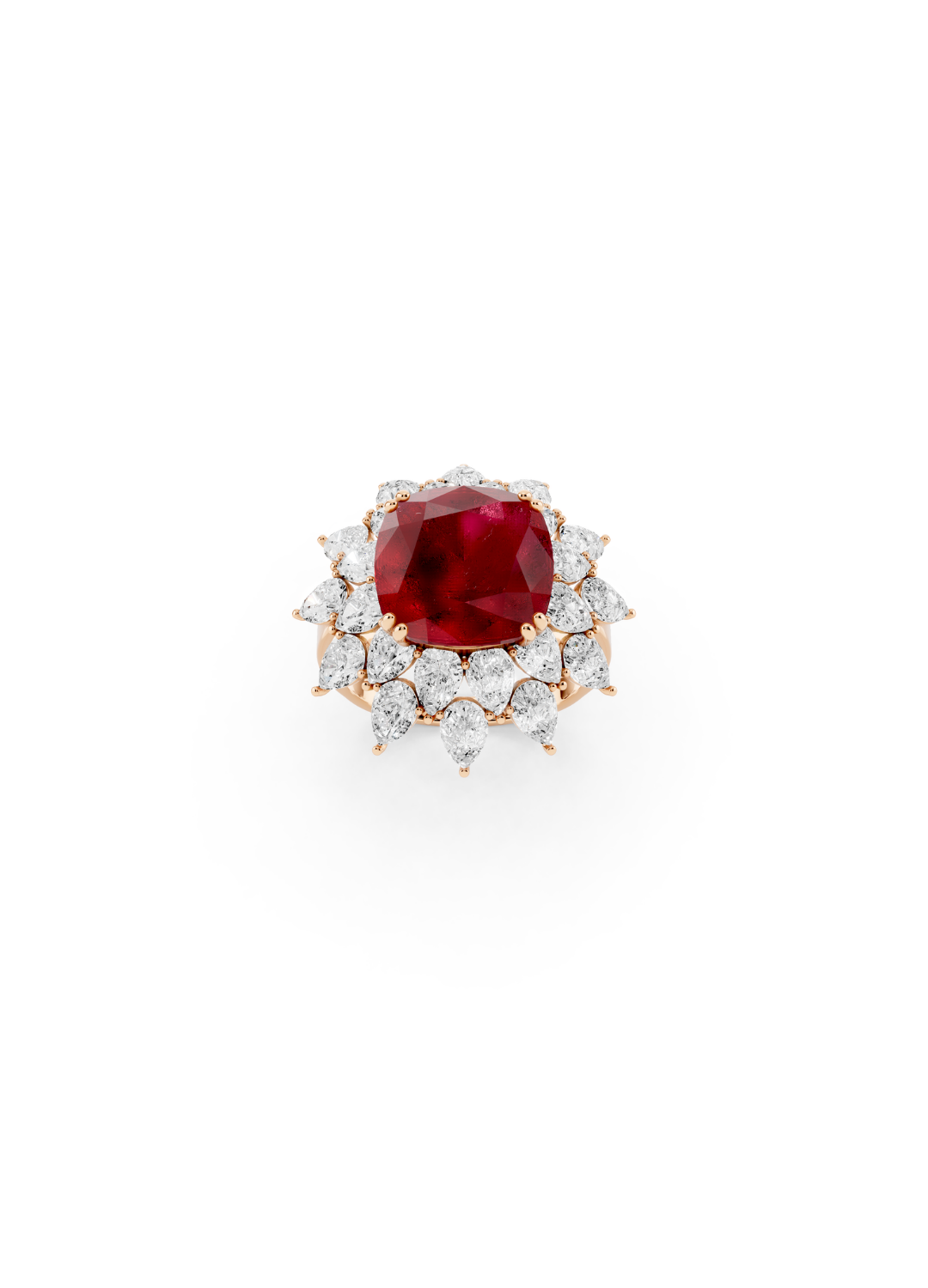 Cushion Ruby Cluster Ring