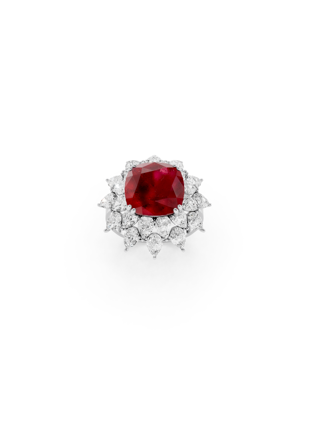 Cushion Ruby Cluster Ring