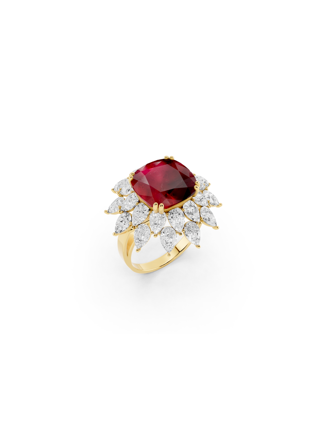 Cushion Ruby Cluster Ring