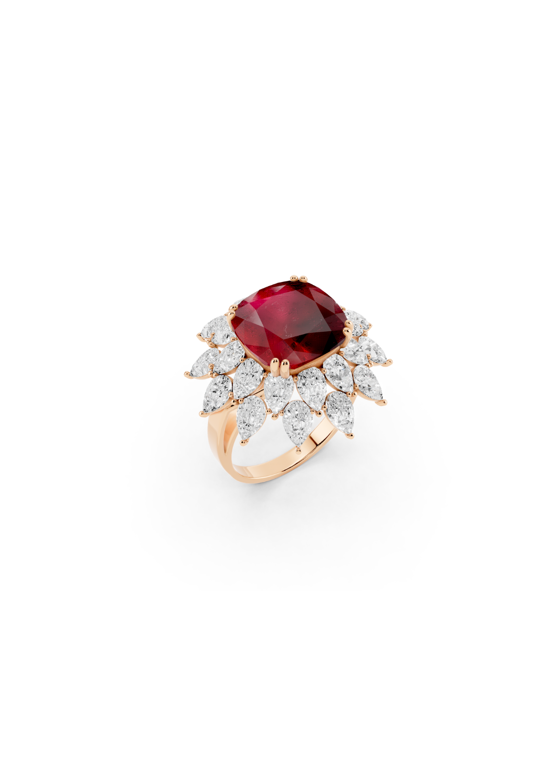 Cushion Ruby Cluster Ring