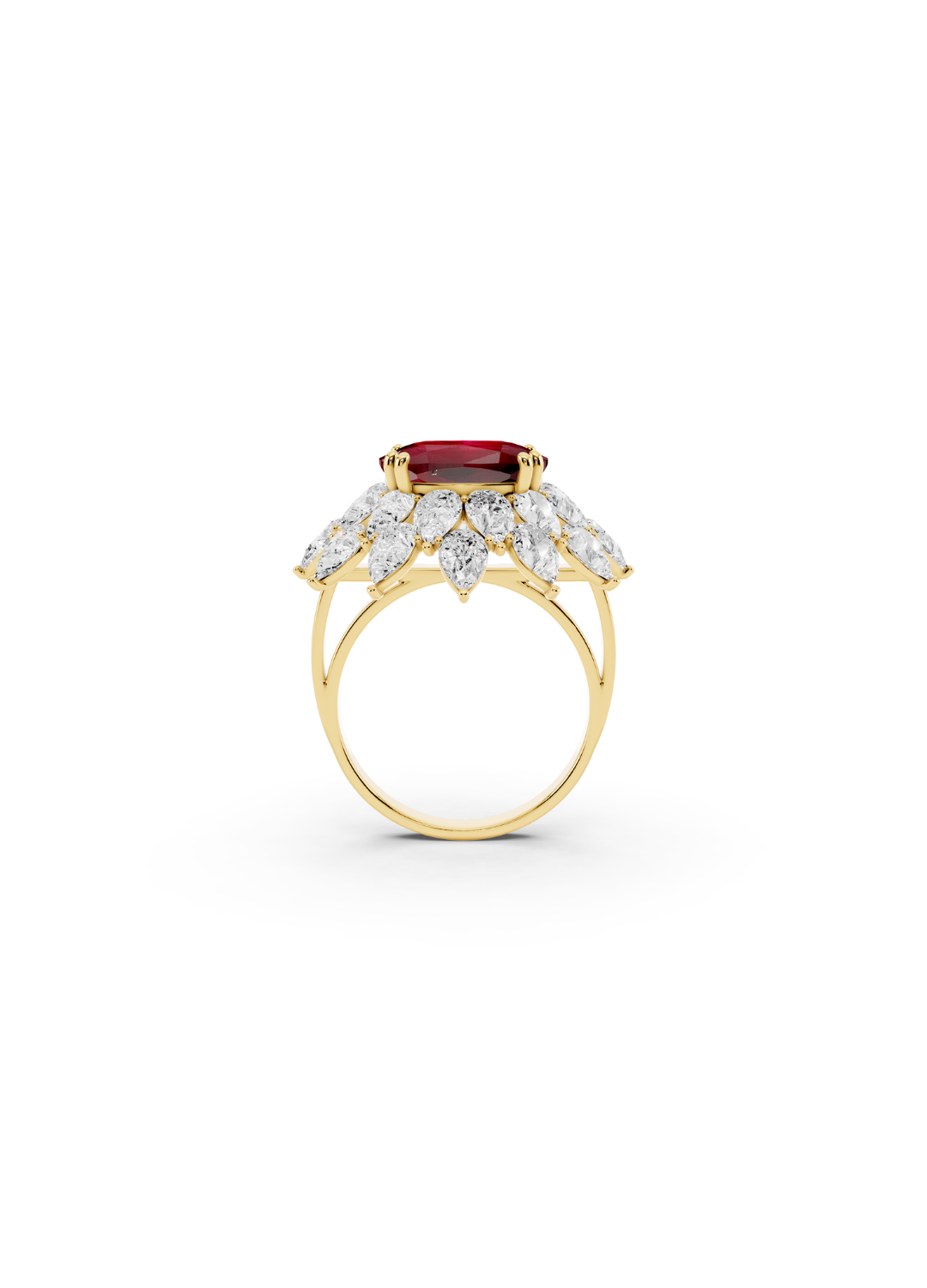 Cushion Ruby Cluster Ring