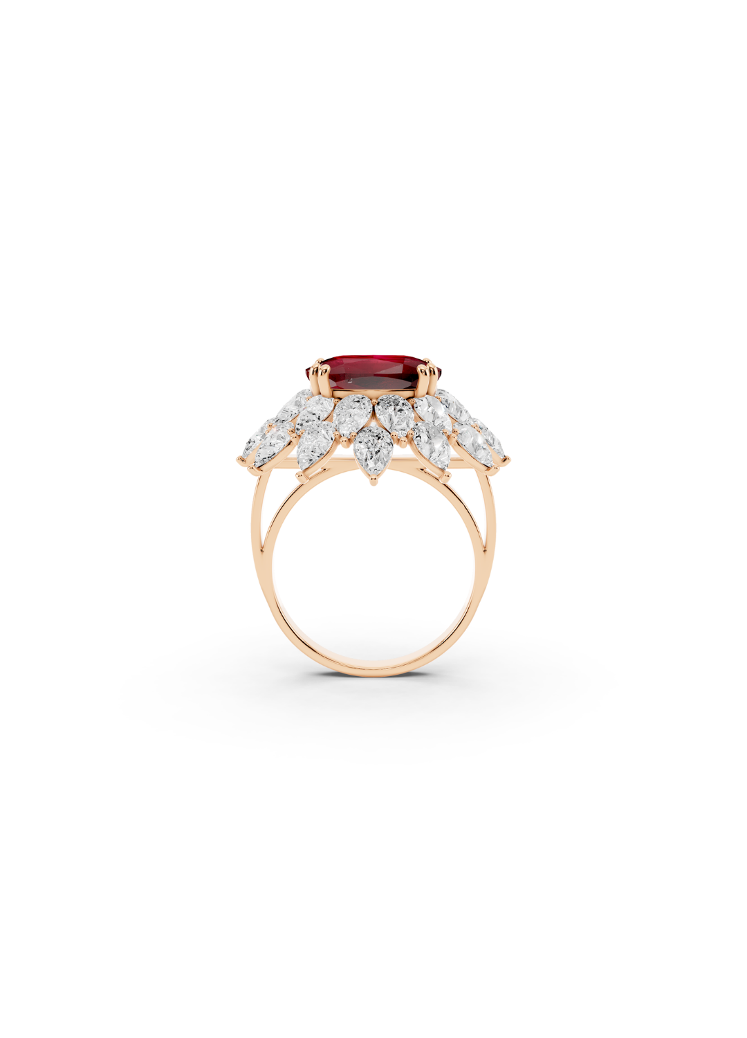 Cushion Ruby Cluster Ring