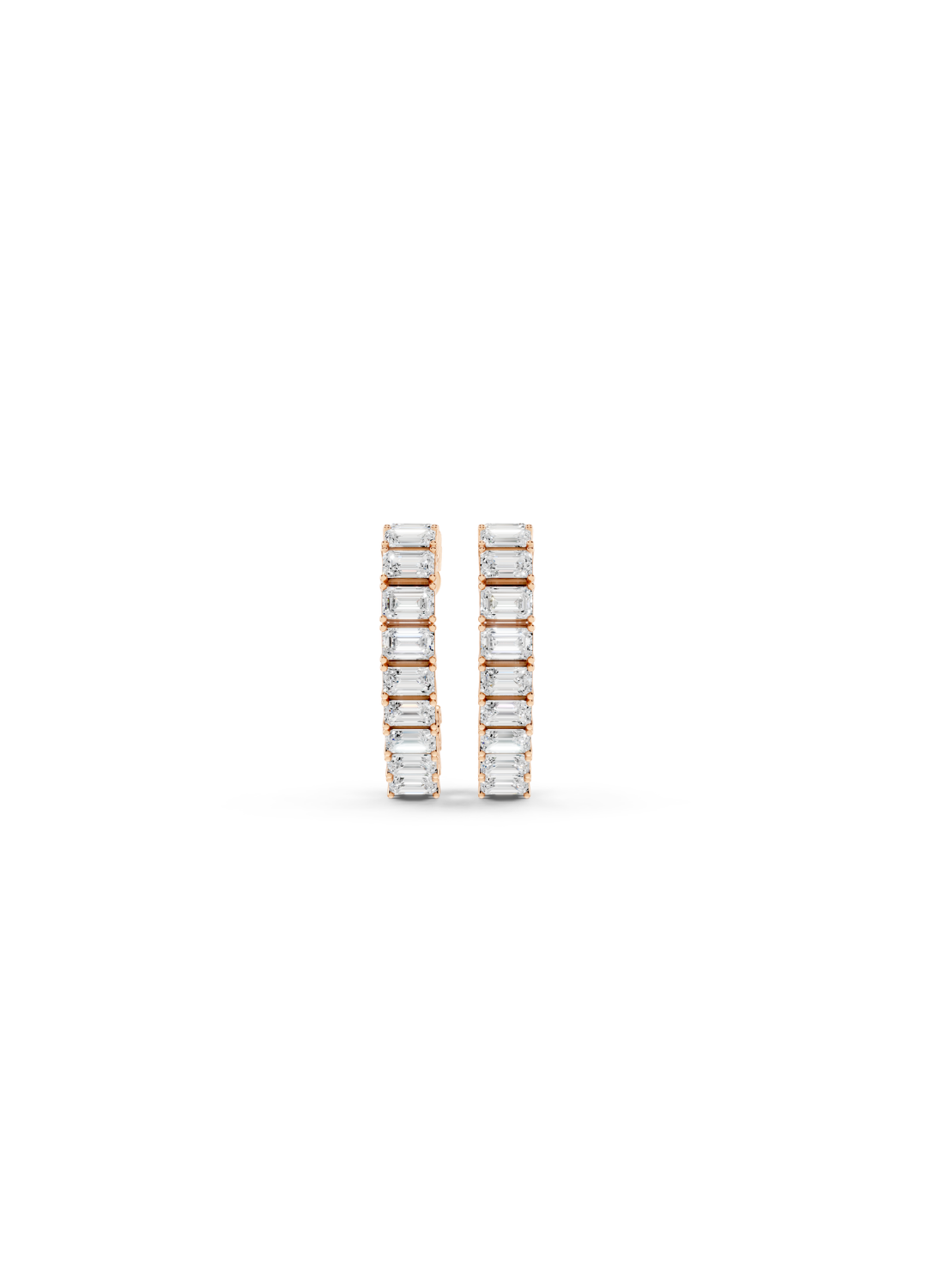 Baguette Diamond Double Heart-Shaped Hoop Earrings
