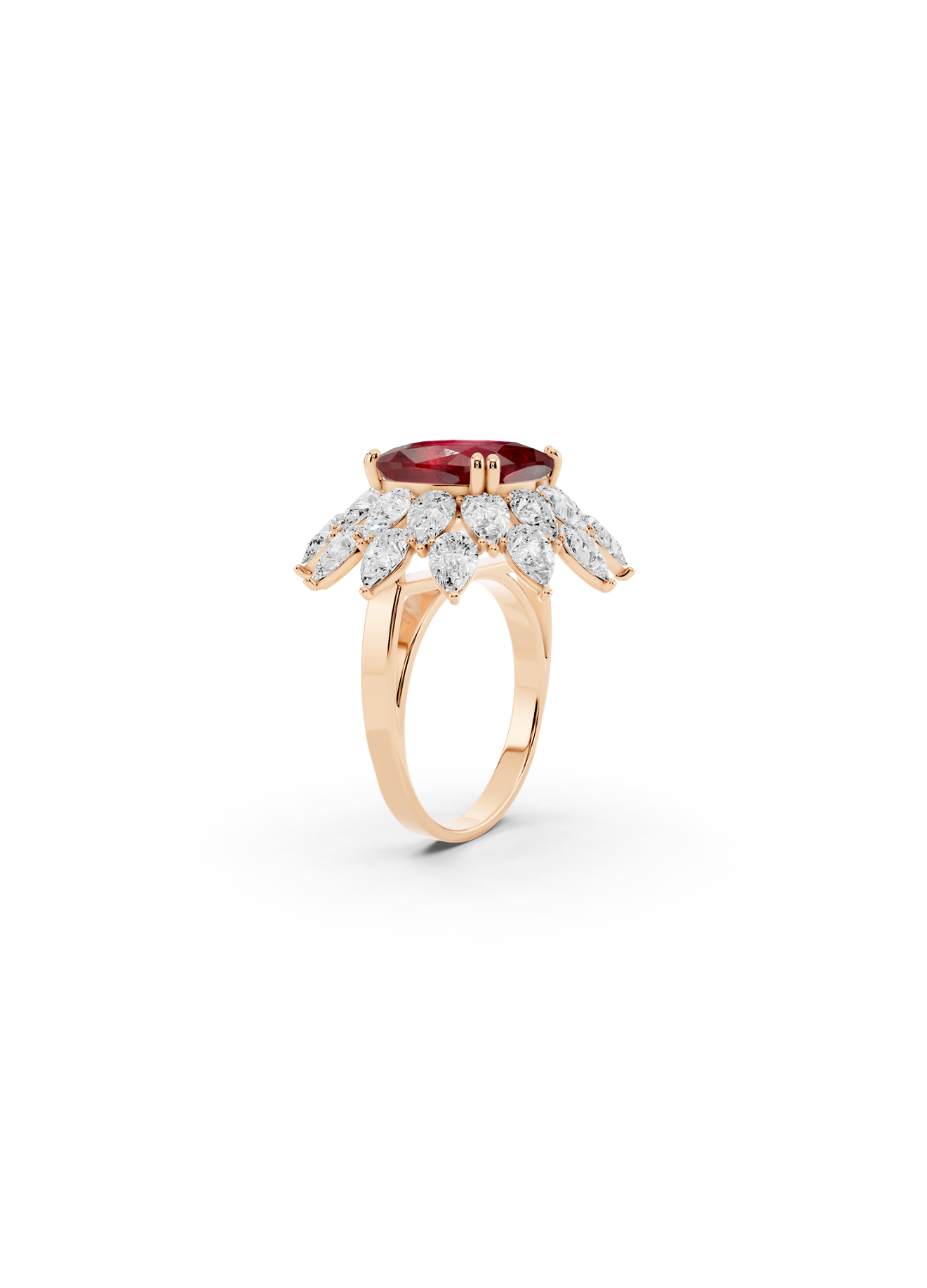 Cushion Ruby Cluster Ring