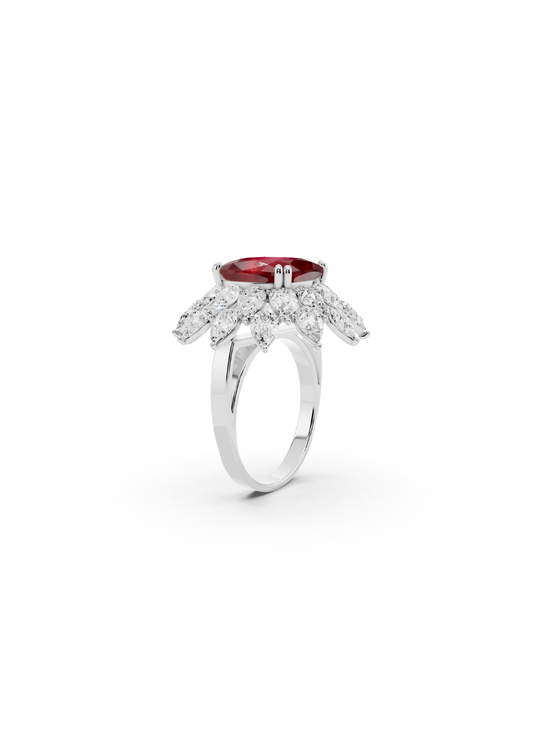 Cushion Ruby Cluster Ring