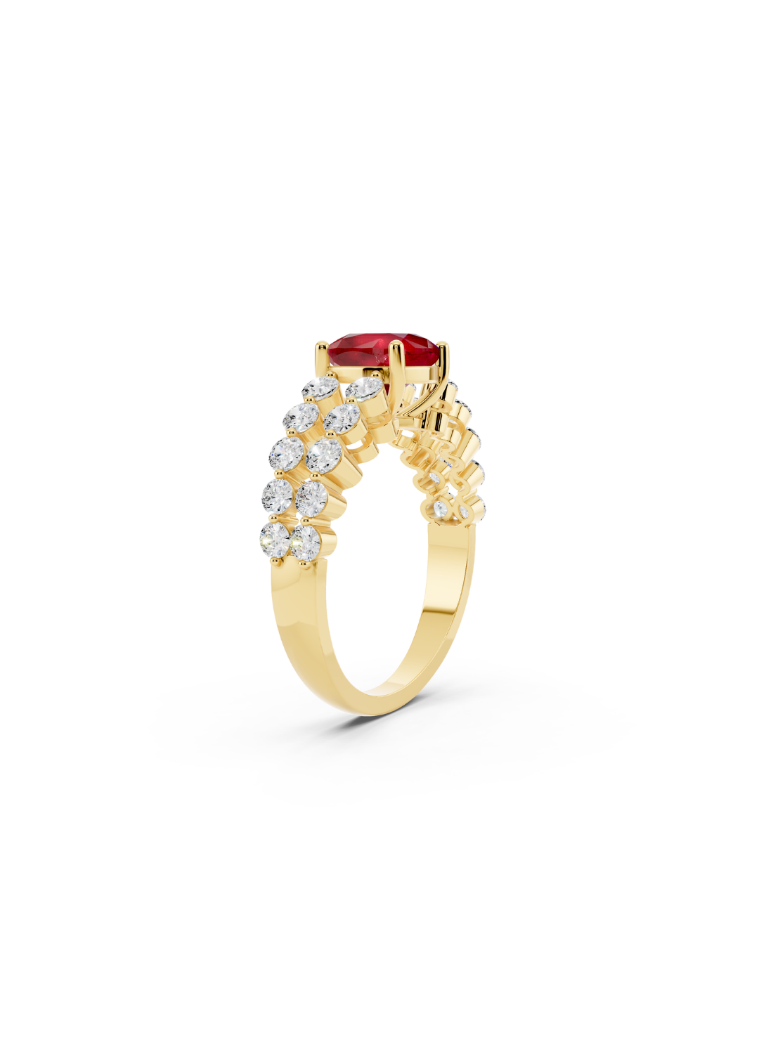Cushion-Cut Ruby Double-Row Ring