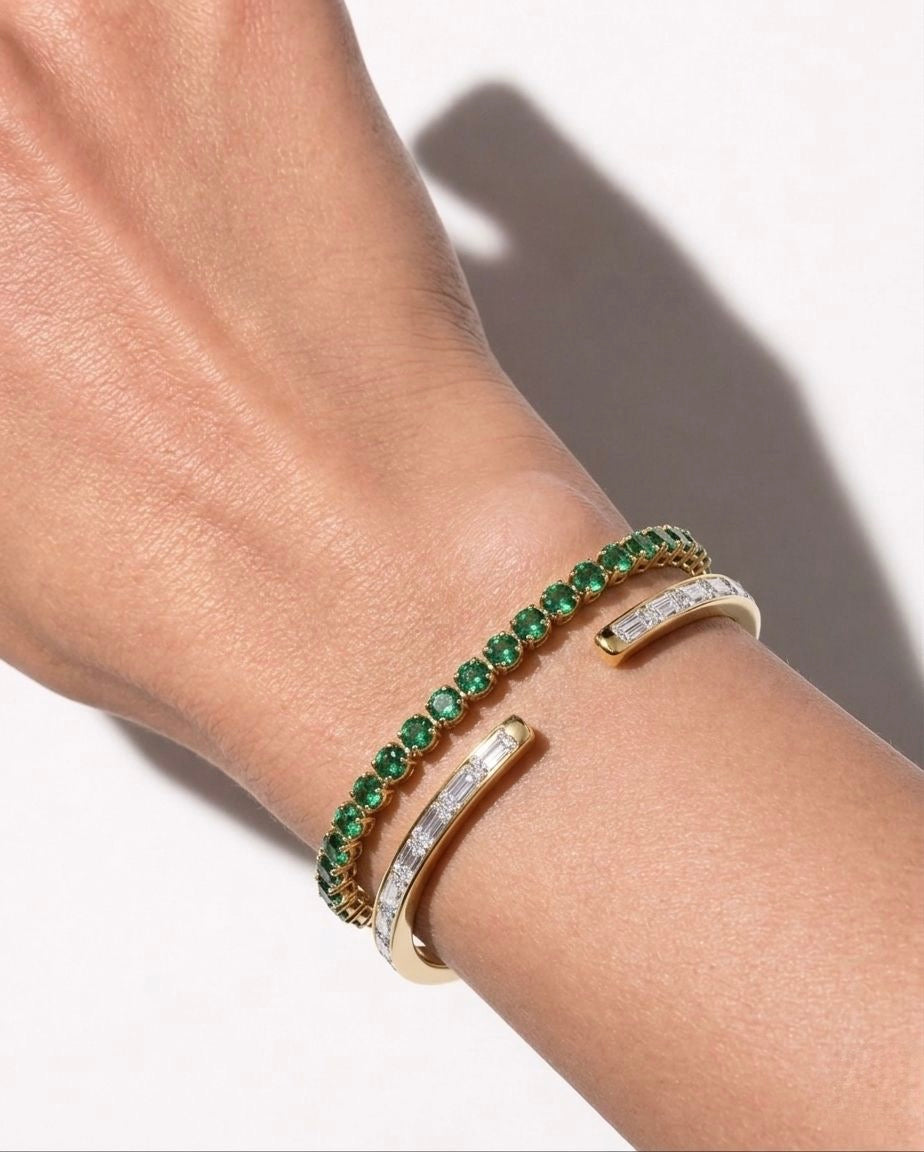 Baguette Diamond Open Cuff Bracelet