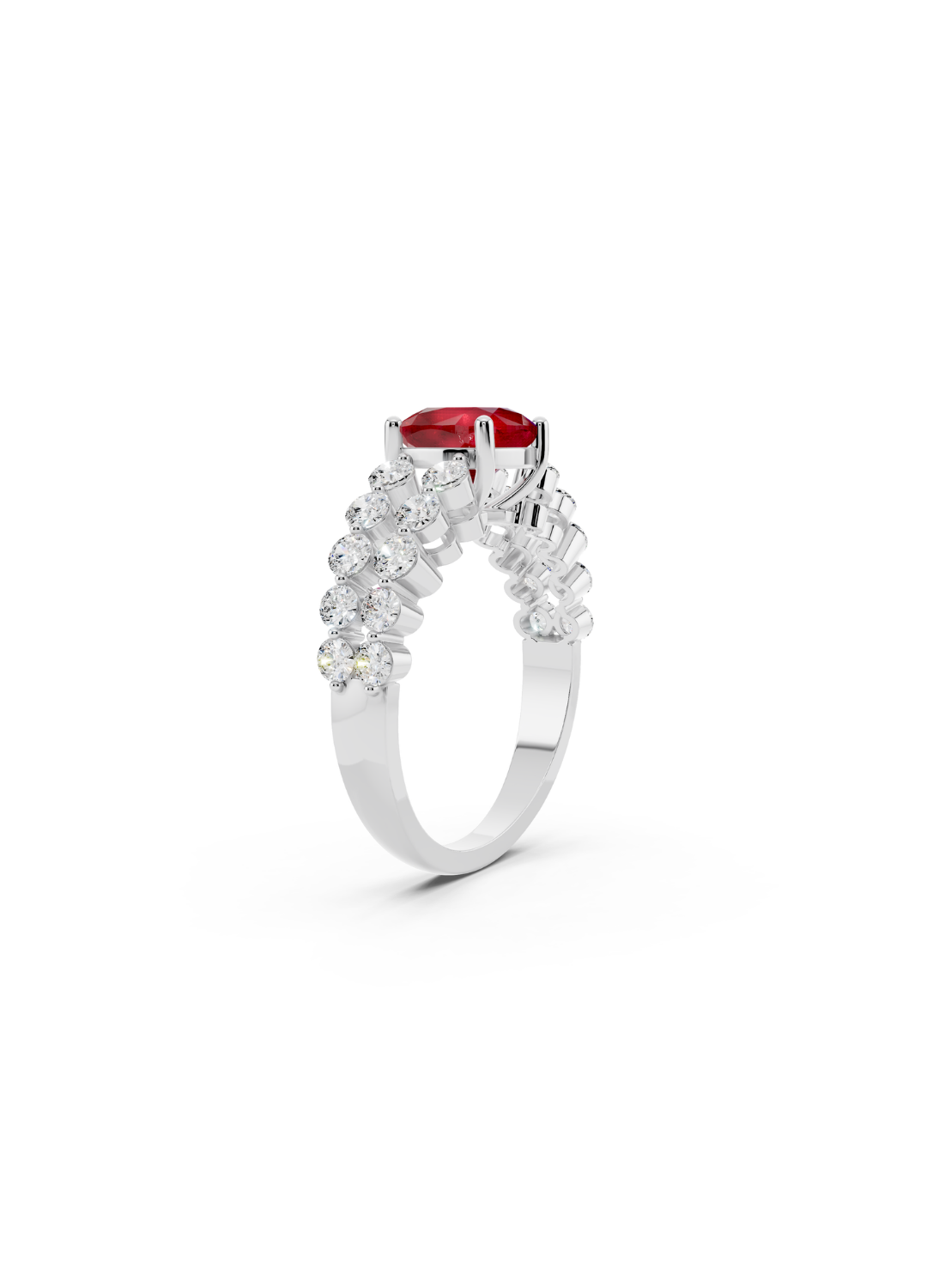 Cushion-Cut Ruby Double-Row Ring