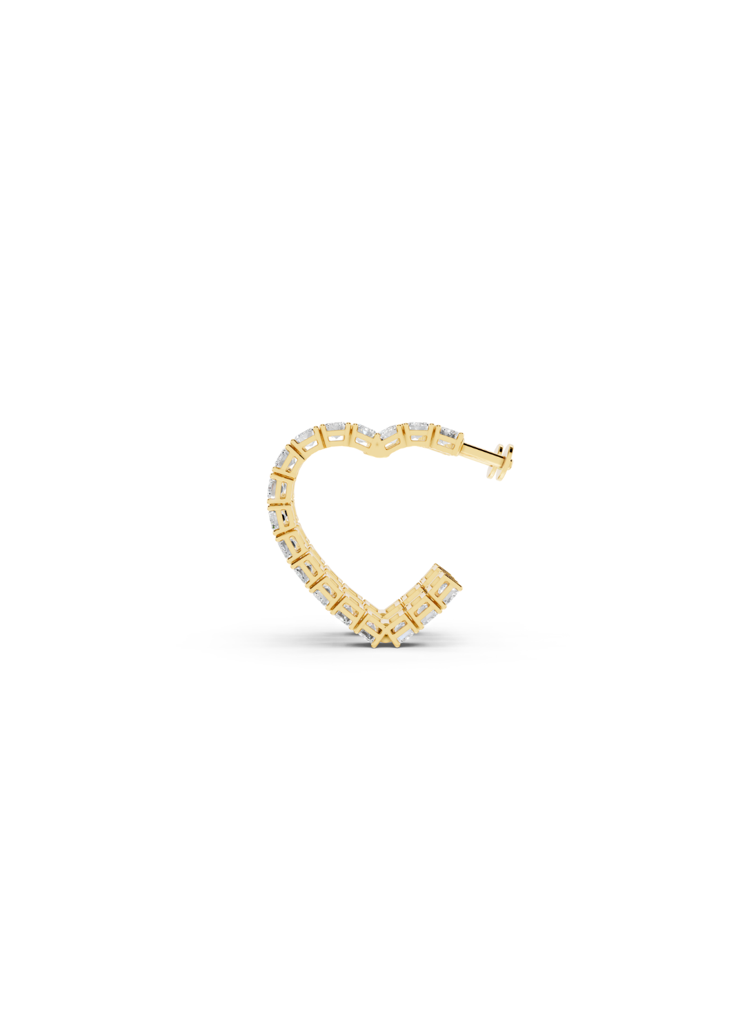 Baguette Diamond Double Heart-Shaped Hoop Earrings