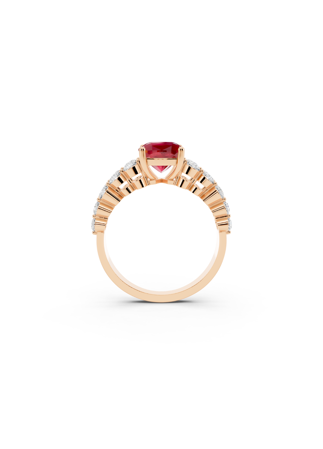 Cushion-Cut Ruby Double-Row Ring