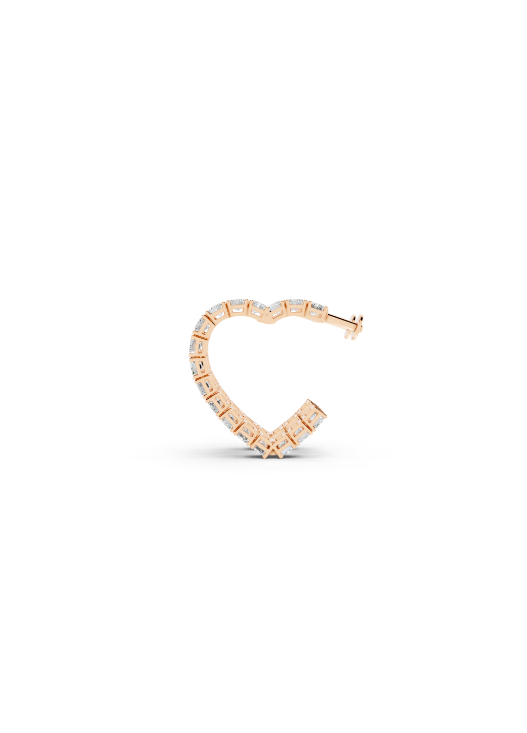 Baguette Diamond Double Heart-Shaped Hoop Earrings
