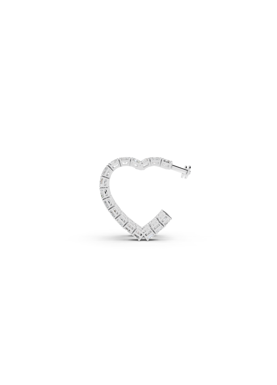 Baguette Diamond Double Heart-Shaped Hoop Earrings