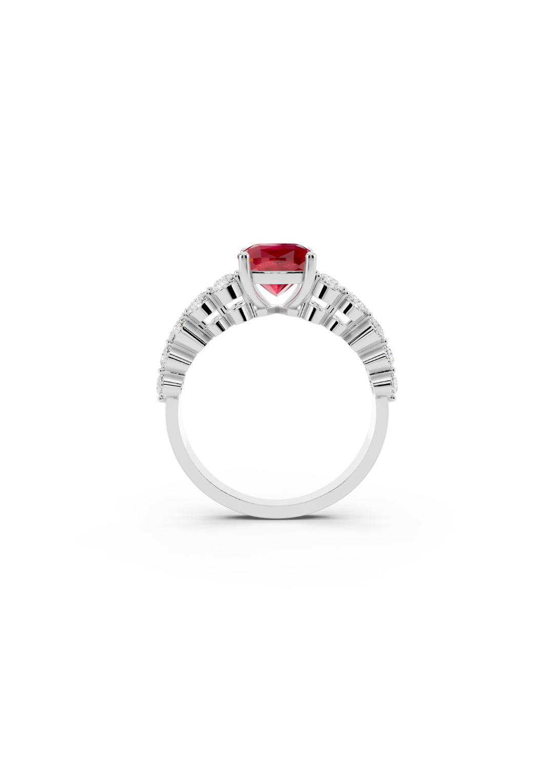 Cushion-Cut Ruby Double-Row Ring
