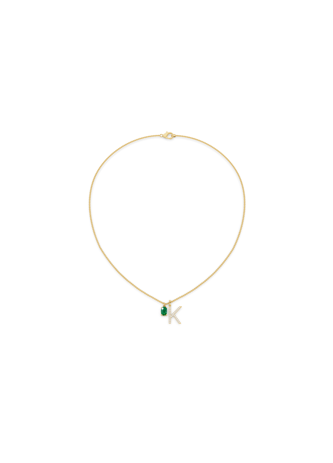 Emerald & Diamond Charm Necklace