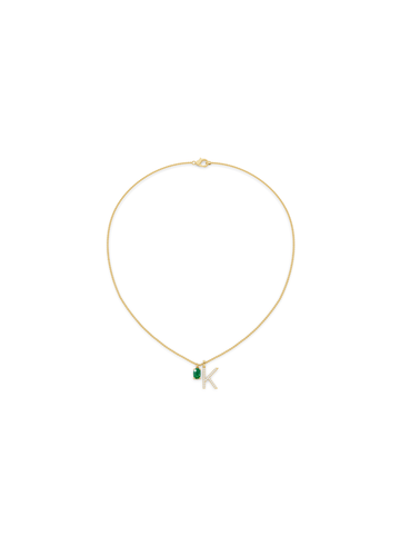 Emerald & Diamond Charm Necklace