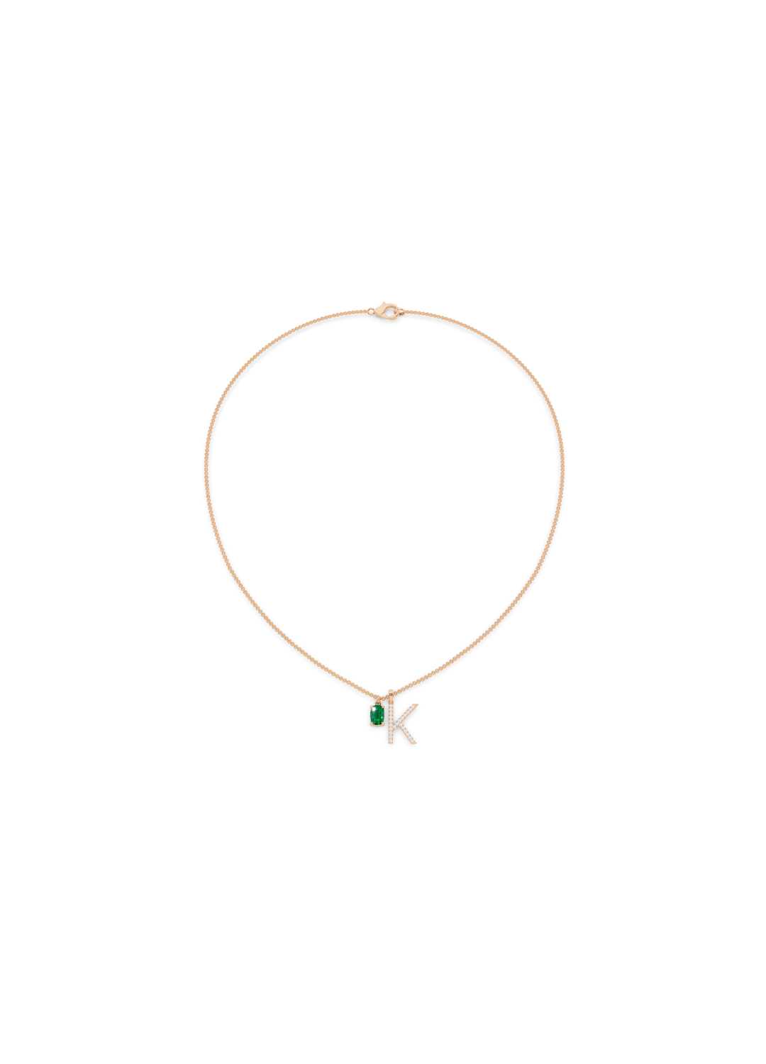 Emerald & Diamond Charm Necklace