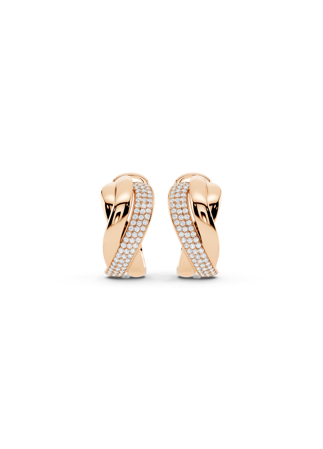 Two-Tone Crossover Diamond Earrings