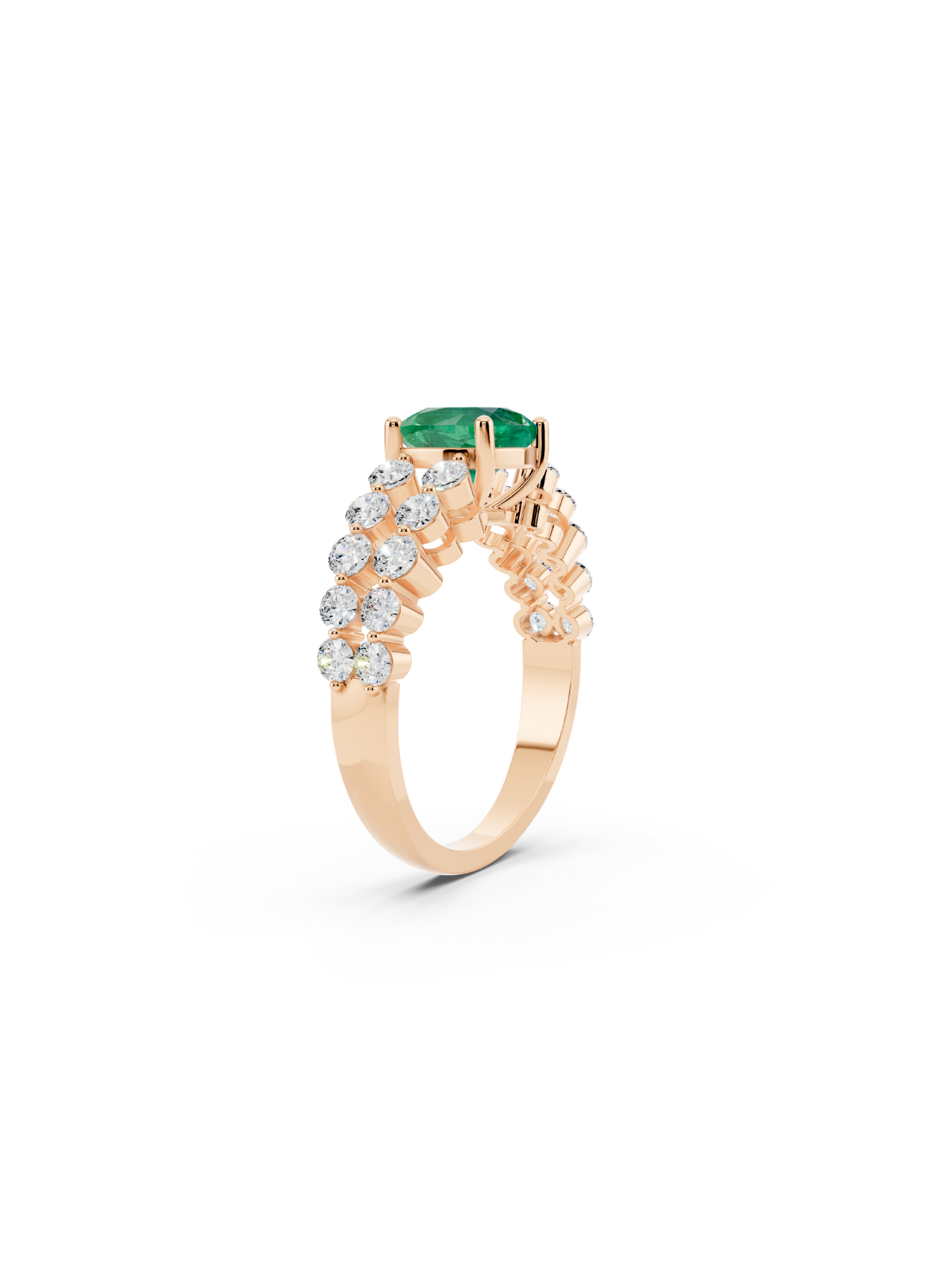 Cushion-Cut Emerald Double-Row Ring