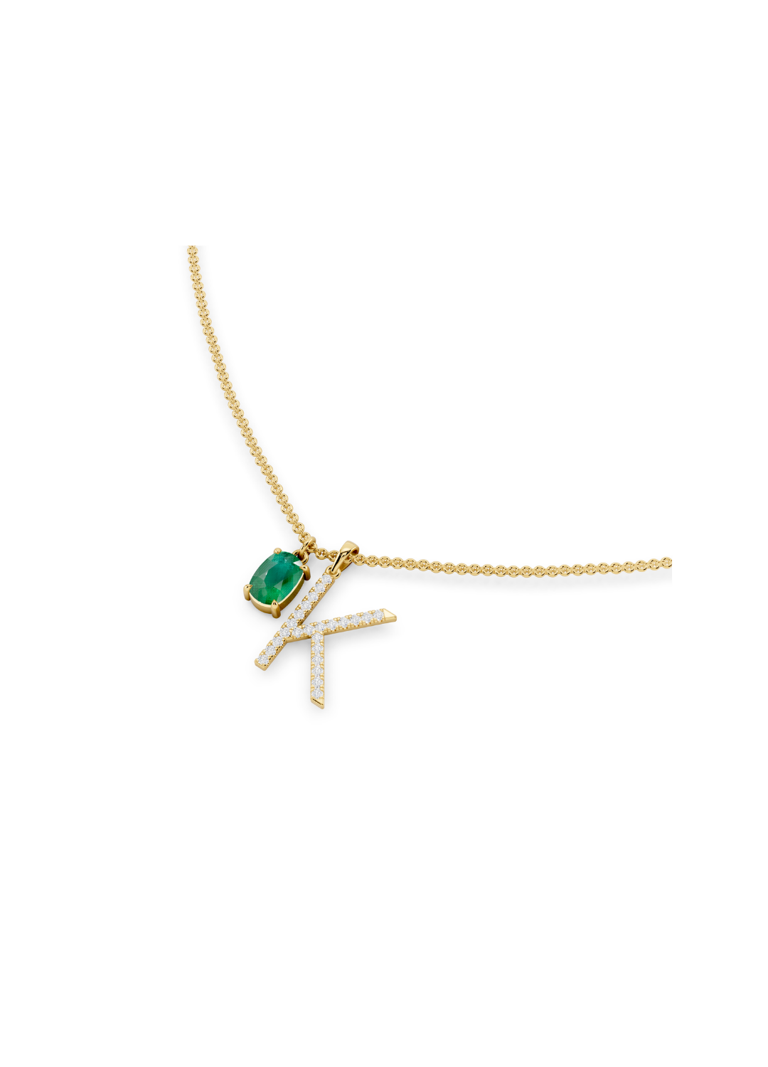 Emerald & Diamond Charm Necklace