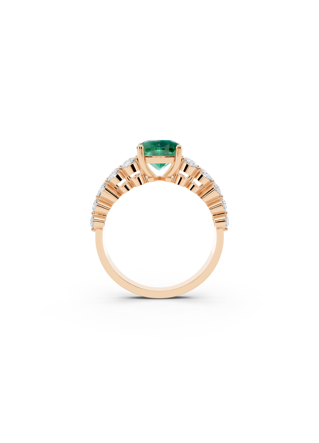 Cushion-Cut Emerald Double-Row Ring
