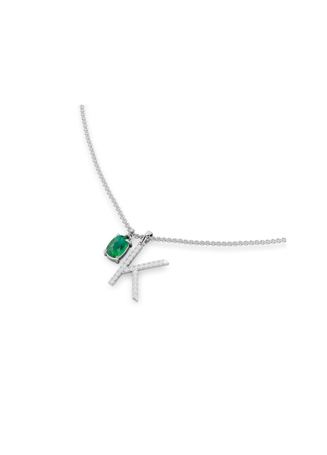 Emerald & Diamond Charm Necklace