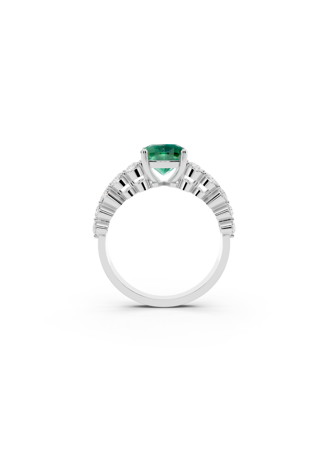 Cushion-Cut Emerald Double-Row Ring