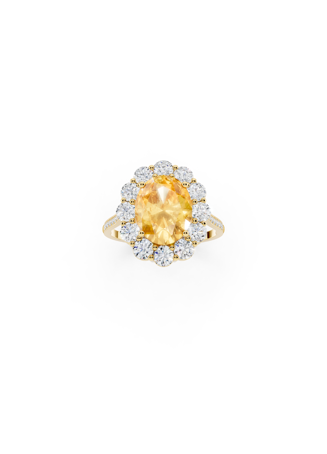 Oval Yellow Sapphire Halo Ring