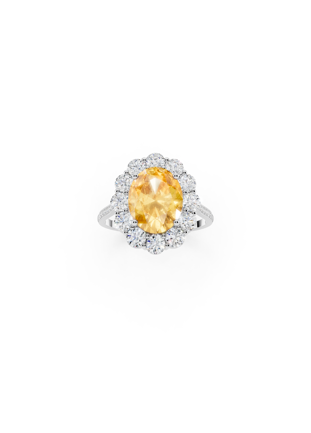 Oval Yellow Sapphire Halo Ring