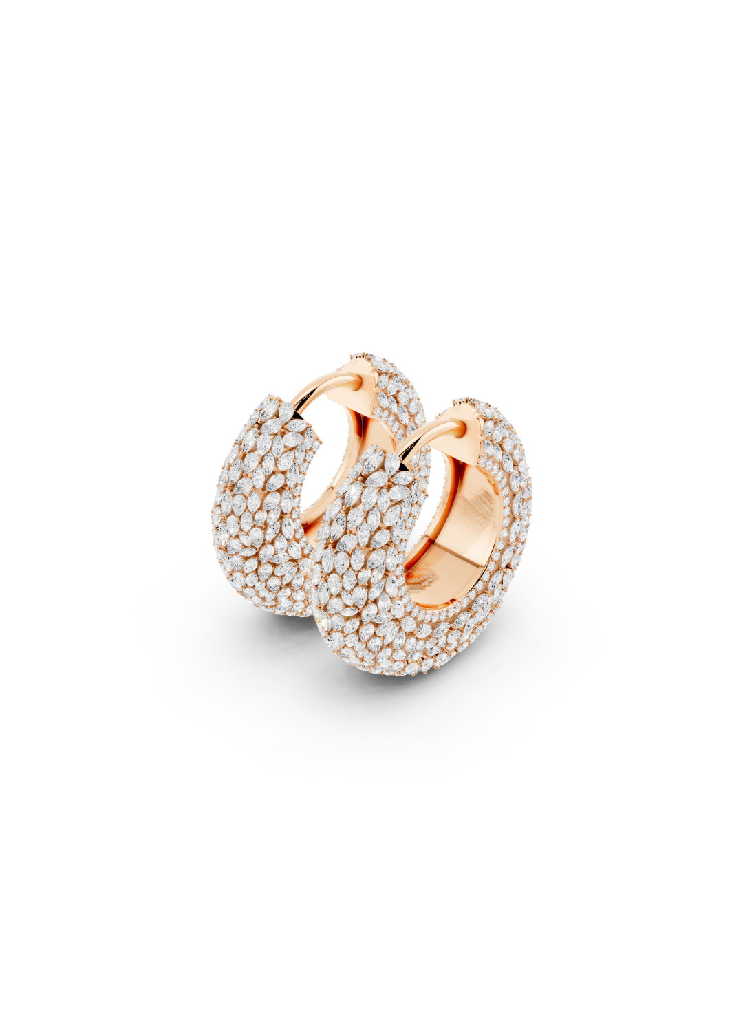 Diamond Dome Hoop Earrings