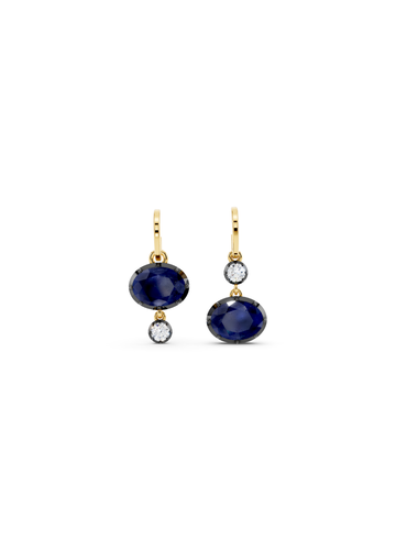 Blue Sapphire and Diamond Drop Earrings