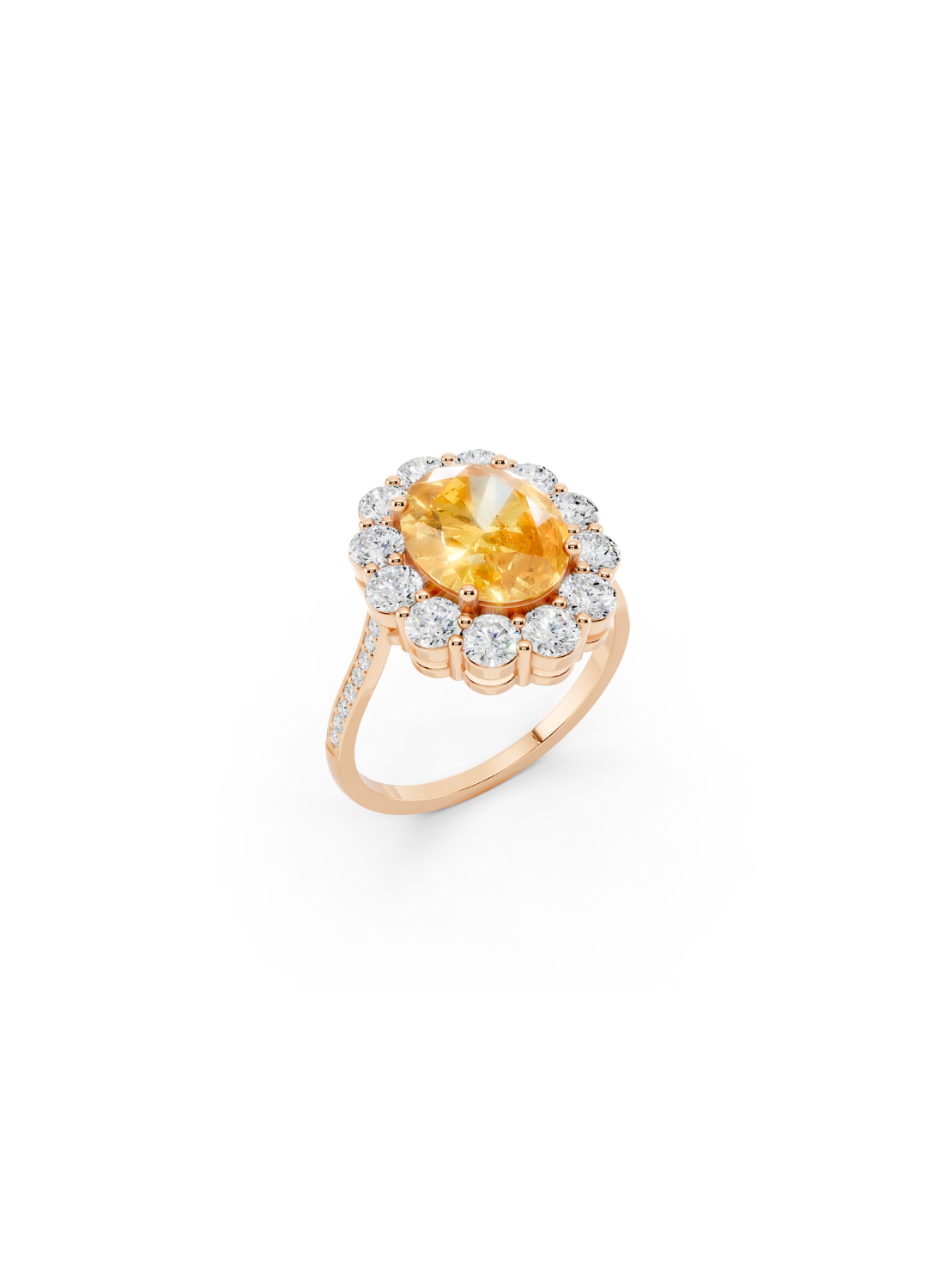 Oval Yellow Sapphire Halo Ring