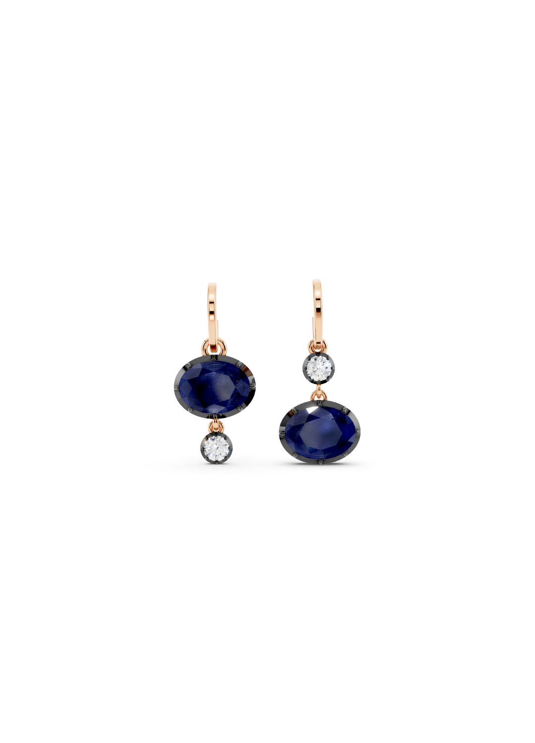 Blue Sapphire and Diamond Drop Earrings