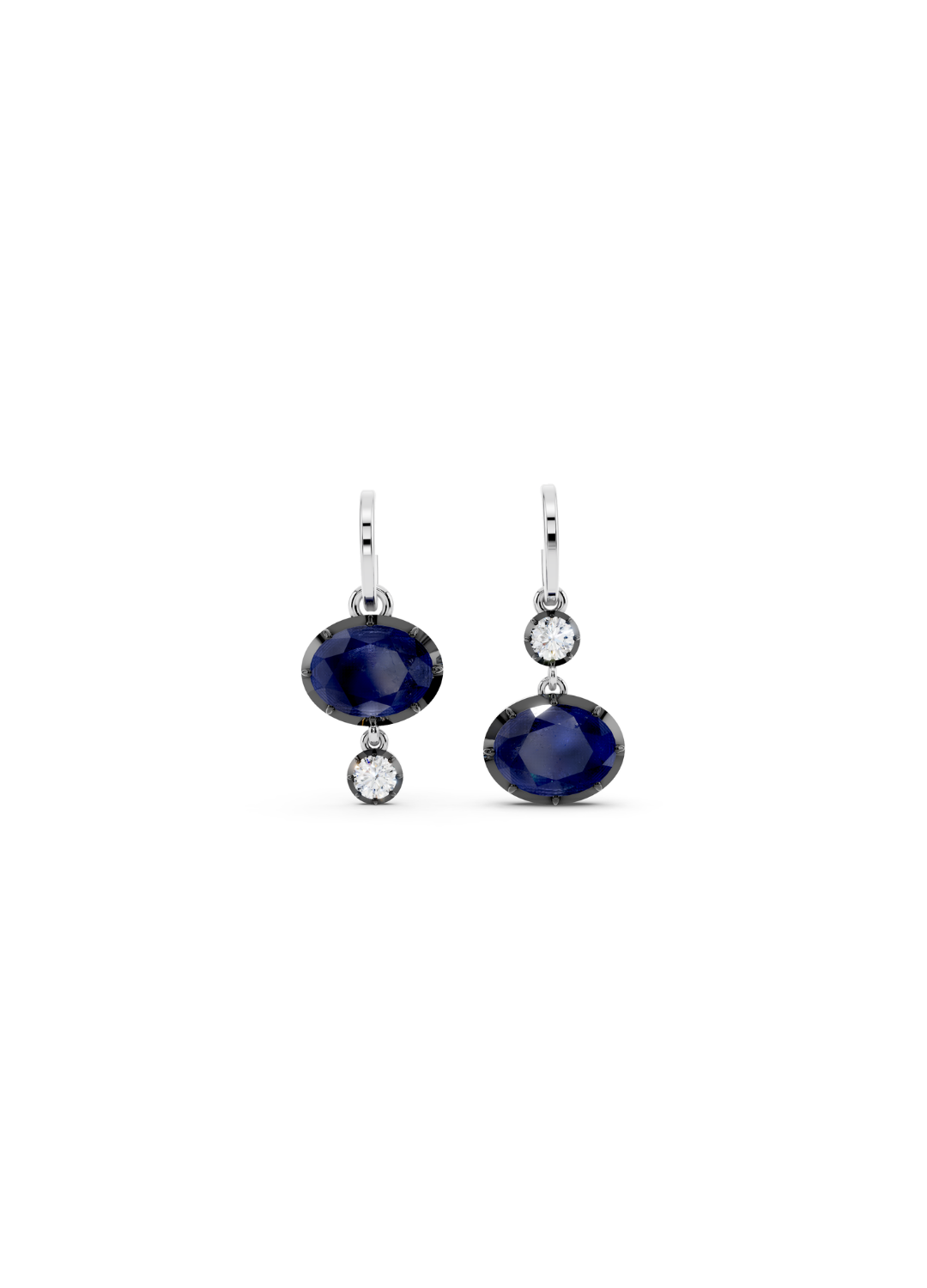 Blue Sapphire and Diamond Drop Earrings