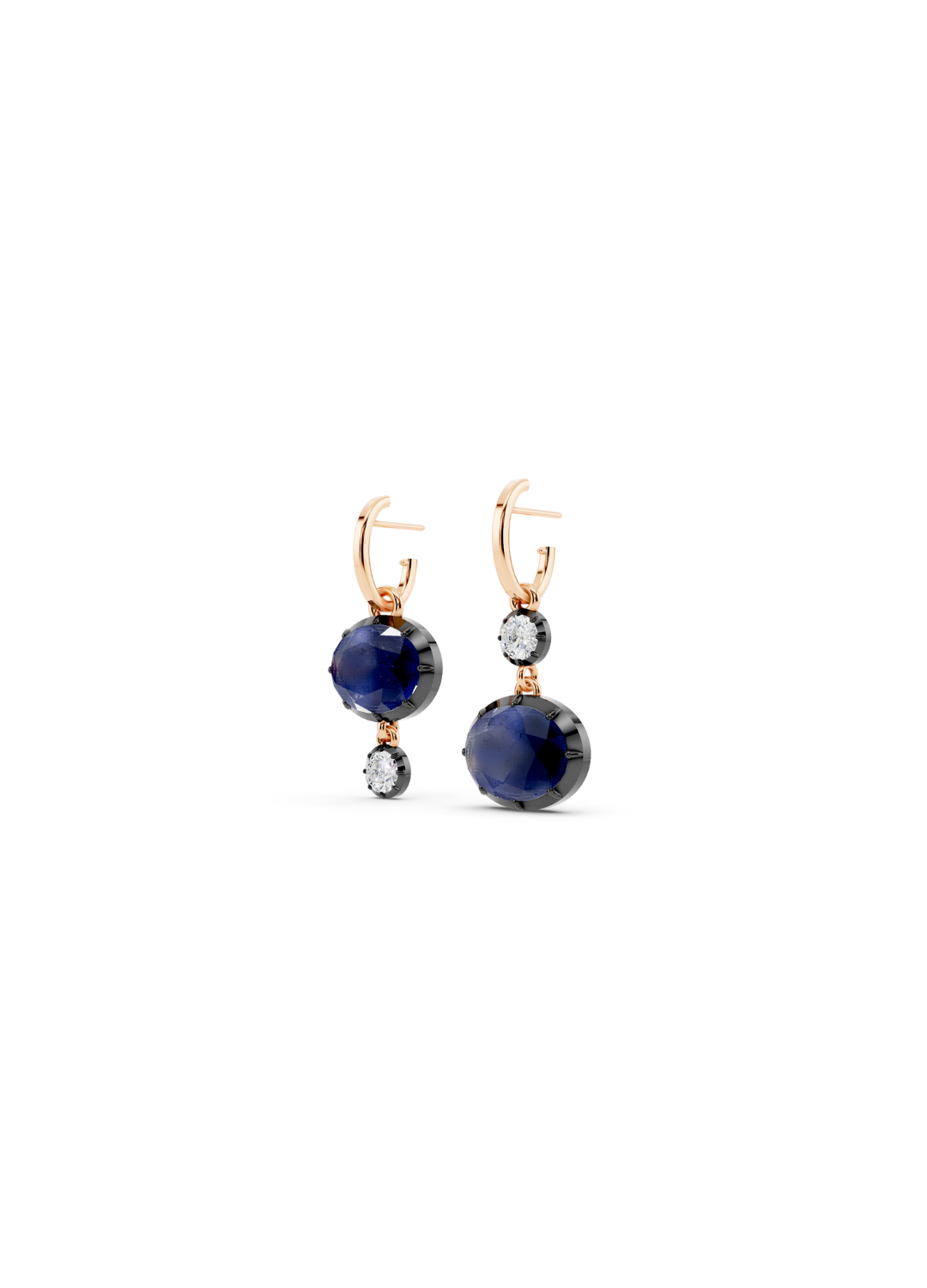 Blue Sapphire and Diamond Drop Earrings