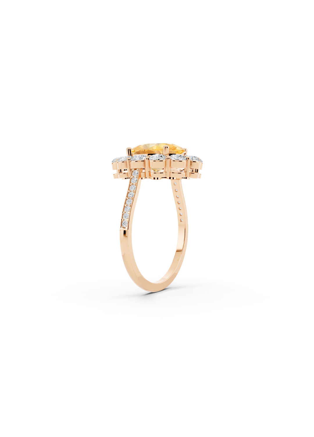 Oval Yellow Sapphire Halo Ring
