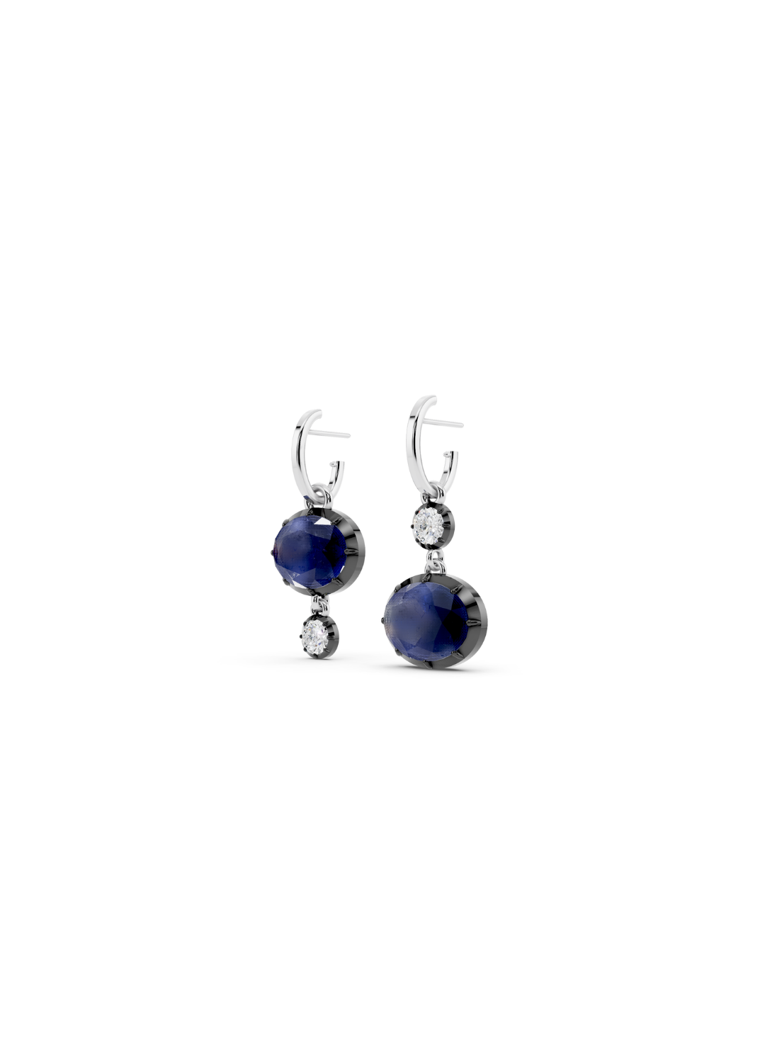 Blue Sapphire and Diamond Drop Earrings