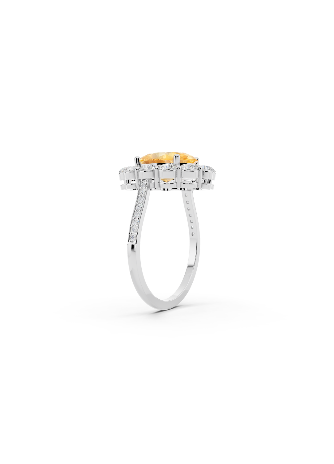 Oval Yellow Sapphire Halo Ring
